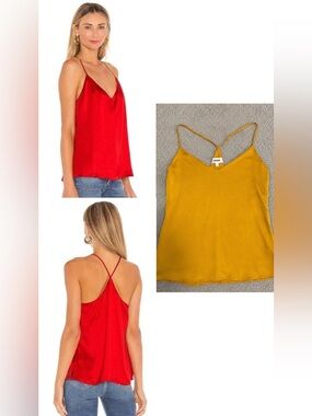 L'AGENCE $190 V-Neck Silk Slip Cami Mustard size XS